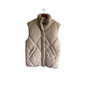 Abercrombie & Fitch Faux Leather Puffer‎ Vest Quilted Sleeveless Jacket Small